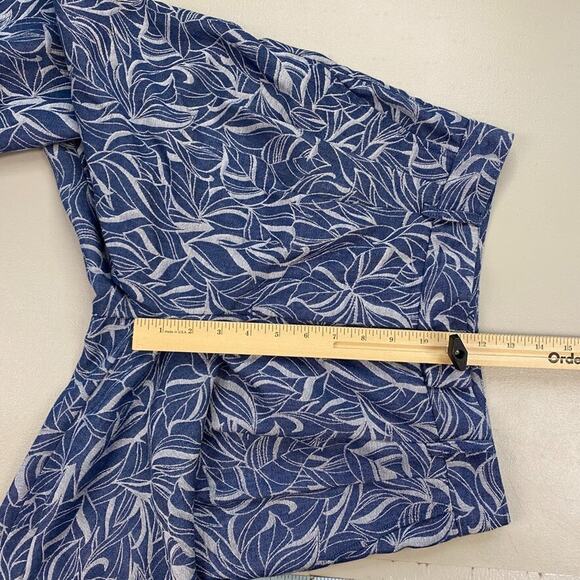 J McLaughlin Morgan Pants 4 Womens Blue Chambray Wide Leg Crop Leaf Print 28x28 - Picture 7 of 14